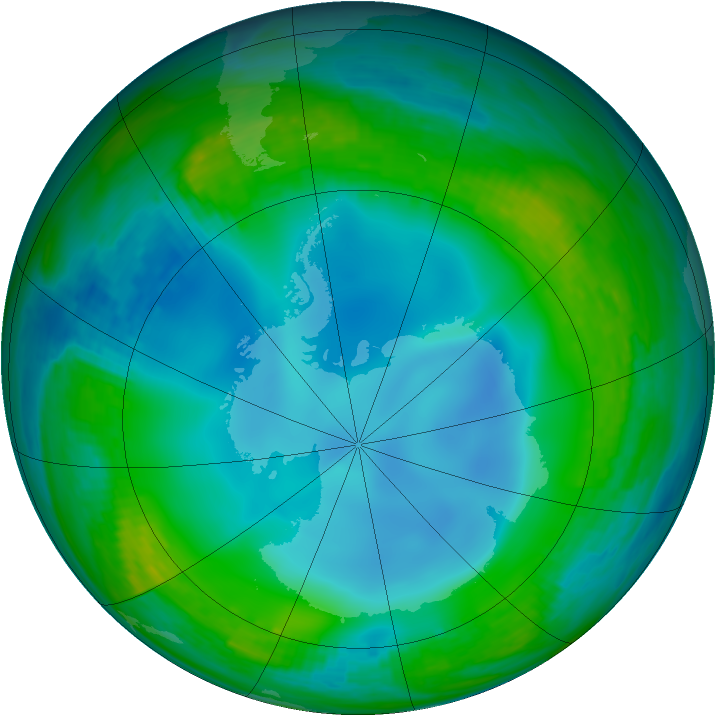 Antarctic ozone map for 02 July 1988